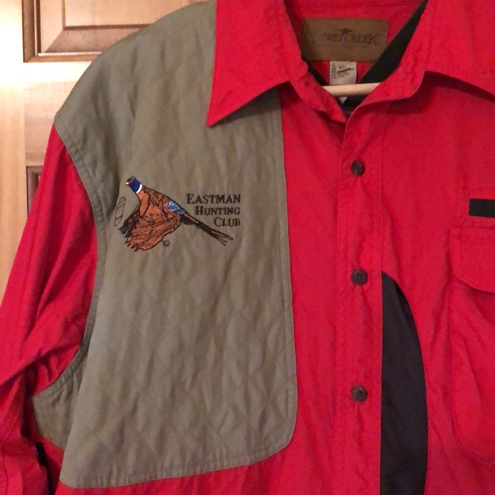 Men's Red and Gray Casual Button-Down Shirt